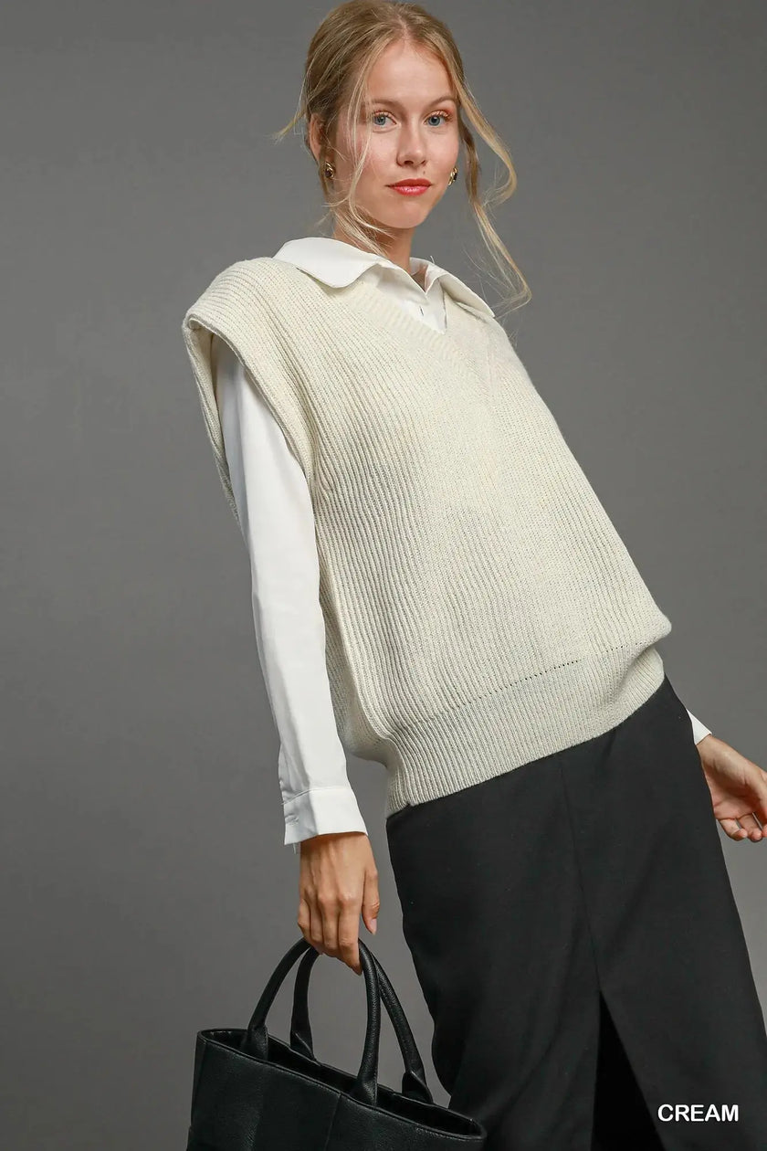 Umgee Oversized V Neck Vest  Style Ratio