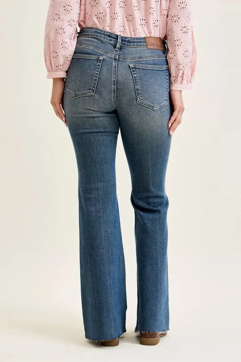 Judy Blue Mid Rise Flare Jeans with Front Flap Pockets  Style Ratio