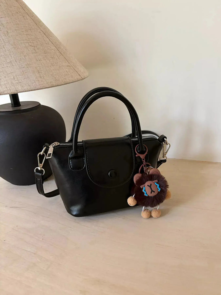 Two-Tone Flap Decor Crossbody Bag with Charm  Style Ratio