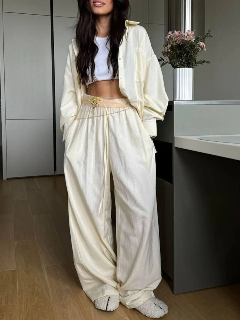 Relaxed Fit Long Sleeve Shirt and Pants Loungewear  Style Ratio
