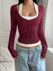 Slim Fit Long Sleeve Two Piece Shirt  Style Ratio