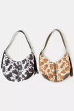 Fame Cow Print Hobo Shoulder Bag with Studded Details  Style Ratio