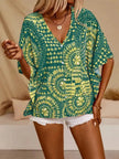 Printed V Neck Half Sleeve Blouse  Style Ratio