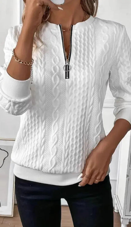 Texture Half Zip Long Sleeve Sweater  Style Ratio