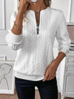 Texture Half Zip Long Sleeve Sweater  Style Ratio