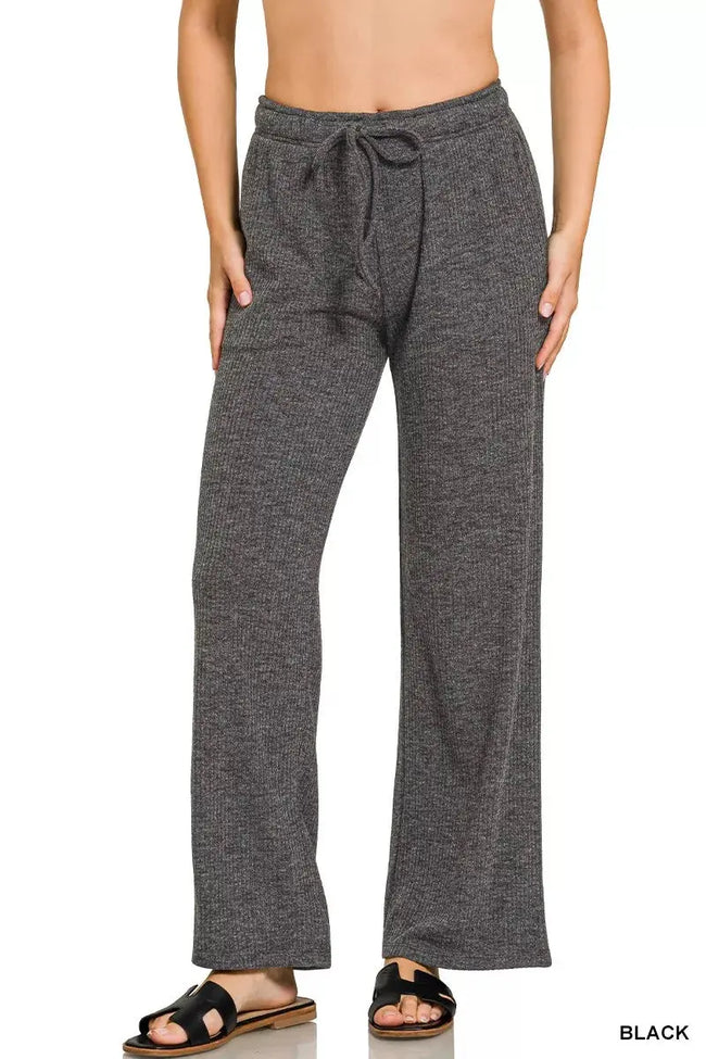 Zenana Ribbed Drawstring Lounge Pants  Style Ratio