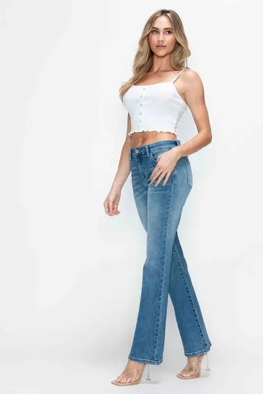 bytos Full Size Cat's Whiskers Mid Rise Bootcut Jeans  Style Ratio