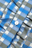 Plaid Long Sleeve Frilled Detail Half Button Blouse  Style Ratio