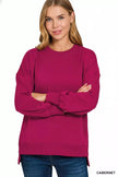 Zenana Fleece Hi-low Boyfriend Sweatshirt with Pockets  Style Ratio