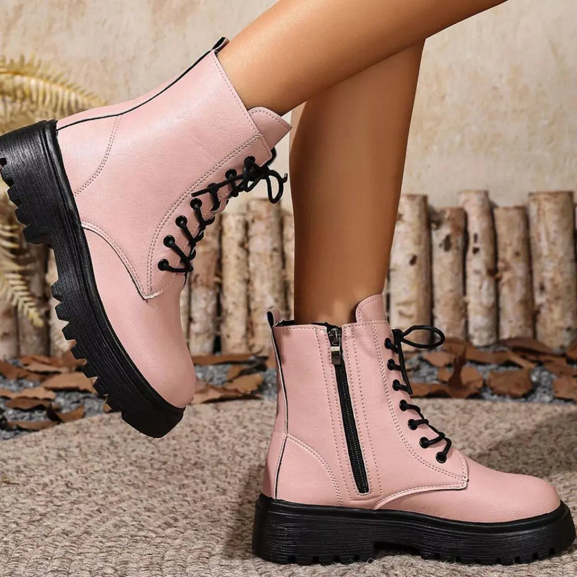 Round Toe Block Heels Boots  Style Ratio