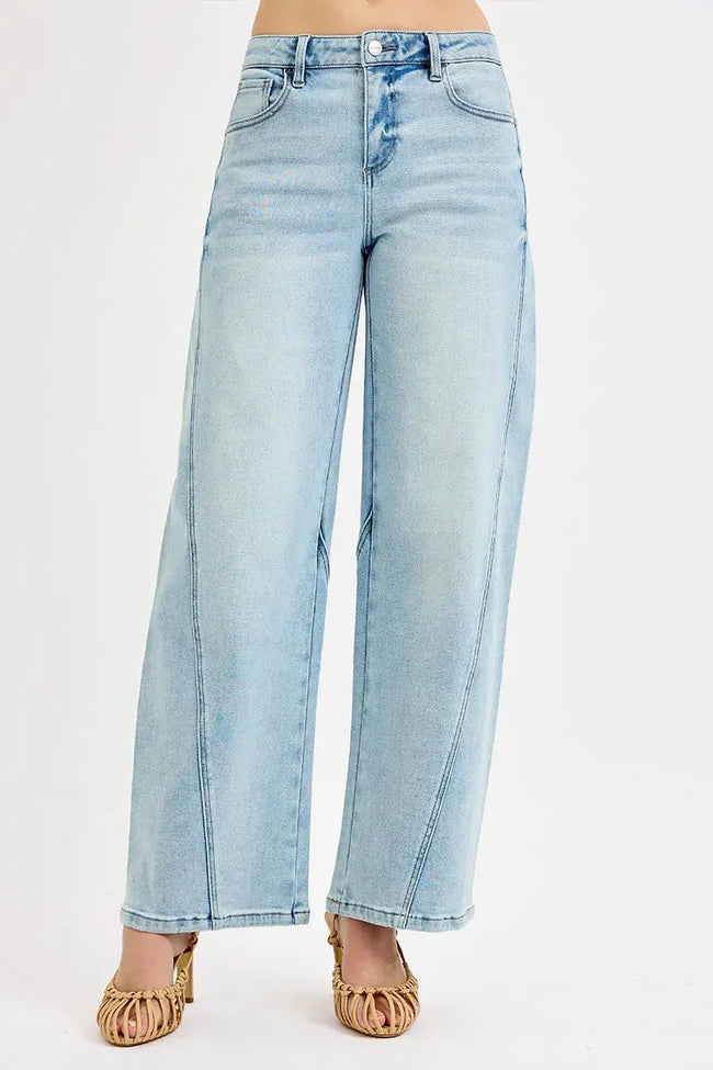RISEN Full Size Mid Rise Fit Barrel Jeans  Style Ratio