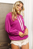 BiBi Brushed Checker Drawstring Long Sleeve Hoodie  Style Ratio