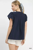 Umgee Floral Lace Overlay Flutter Sleeve Top  Style Ratio