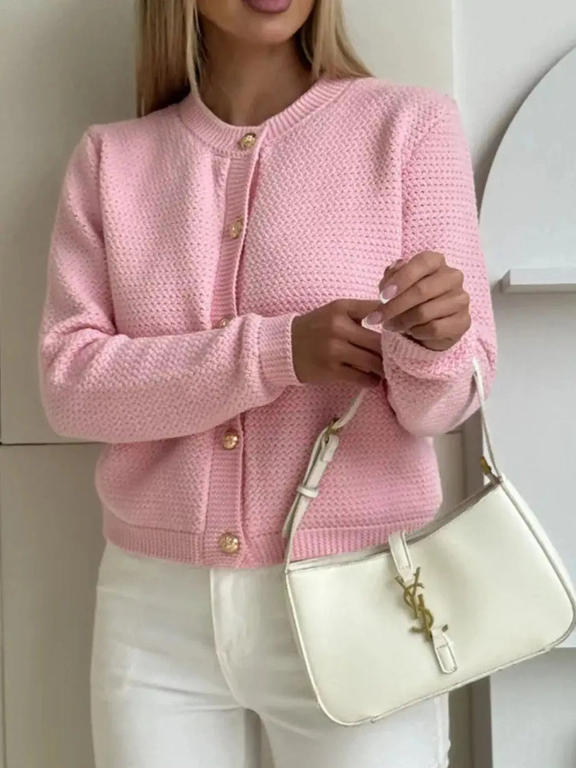 Button Up Texture Knit Cardigan  Style Ratio
