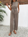 Printed Mock Neck Sleeveless Jumpsuit  Style Ratio