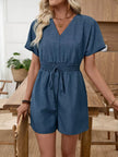Casual V-Neck Elastic Waist Romper  Style Ratio