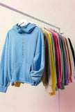 BiBi Stitch Detailed Elastic Hem Half Zip Fleece Hoodie  Style Ratio