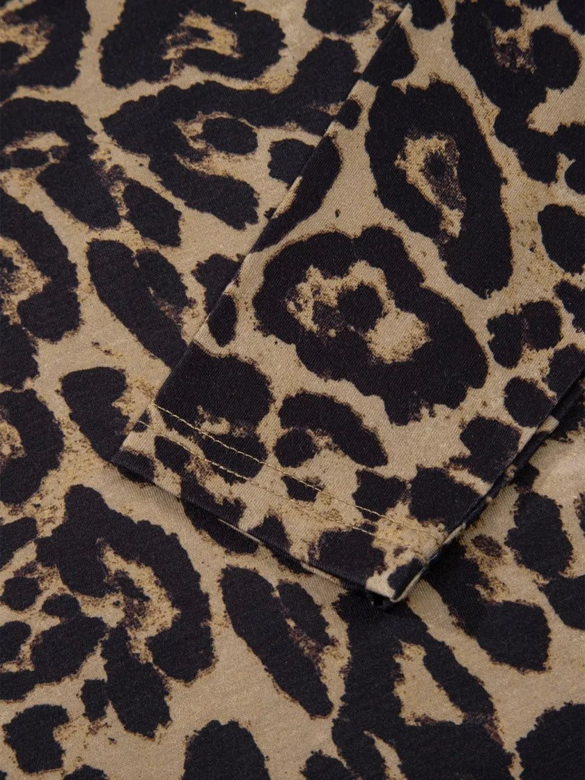 Leopard Print Square Neck Long Sleeve Top  Style Ratio
