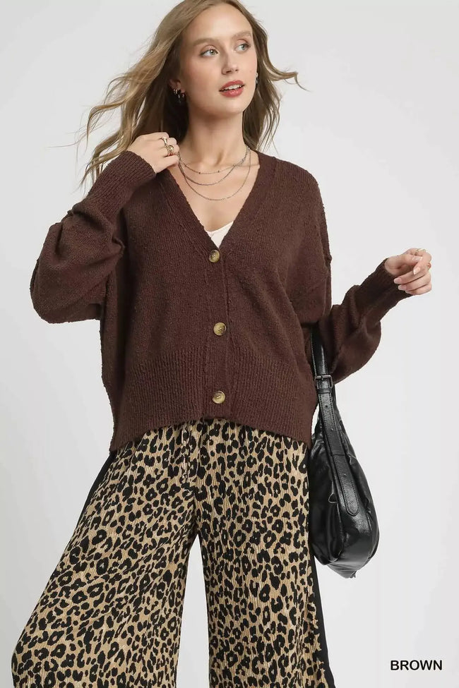 Umgee Button-Front V Neck Knit Cardigan  Style Ratio