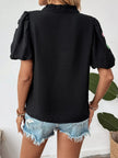 Floral Puff Sleeve Notched Blouse  Style Ratio