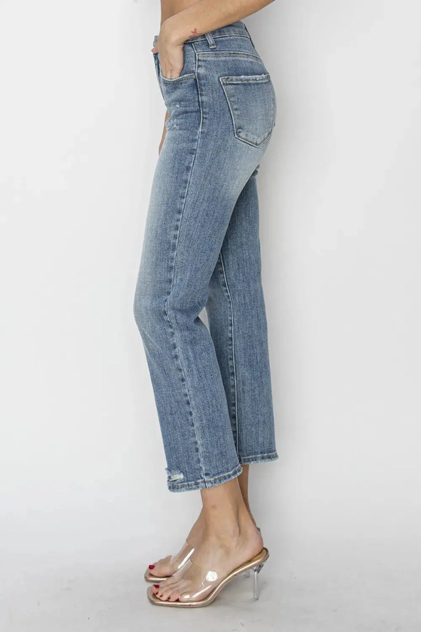 RISEN Full Size High Waist Distressed Cropped Jeans  Style Ratio