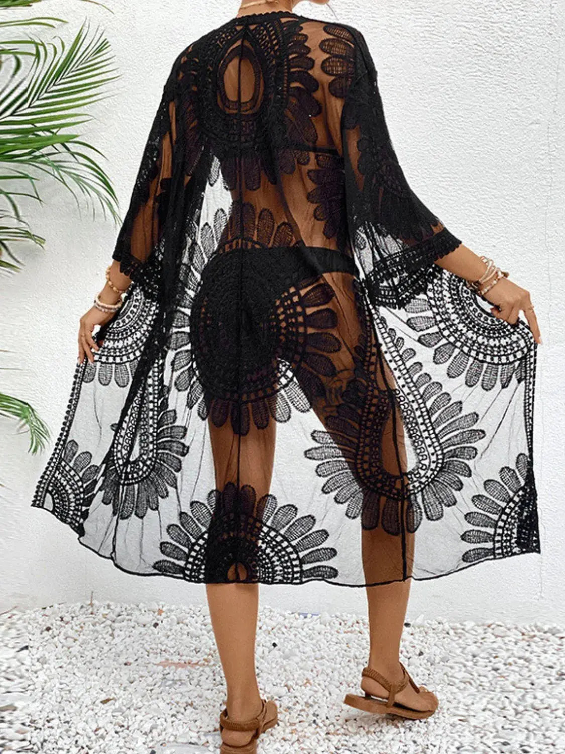 Lace Open Front Longline Cover-Up  Style Ratio