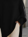 Ribbed Batwing Sleeve Oversized Sweater  Style Ratio