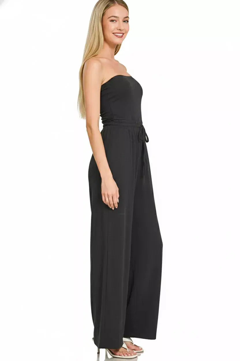 Zenana Tube Top Jumpsuit with Drawstring Waist  Style Ratio