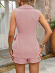 Sleeveless Blazer with Tie Waist & Shorts Set  Style Ratio