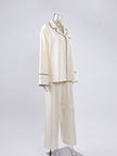 Contrast Trim Button Up Top and Pants Lounge Set  Style Ratio