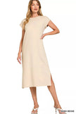 Zenana Round Neck Side Slit Midi Dress  Style Ratio