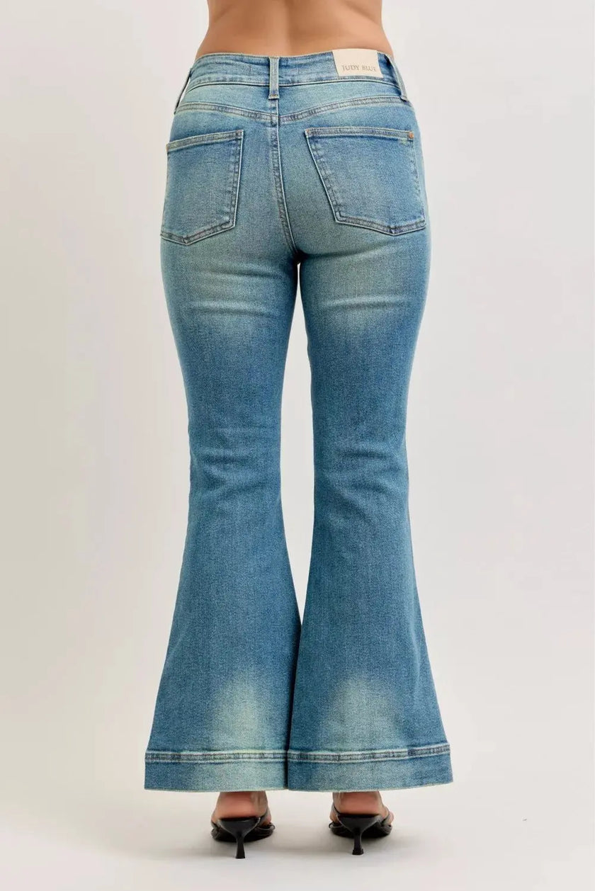 Judy Blue High Waist Vintage Wash Flare Jeans  Style Ratio