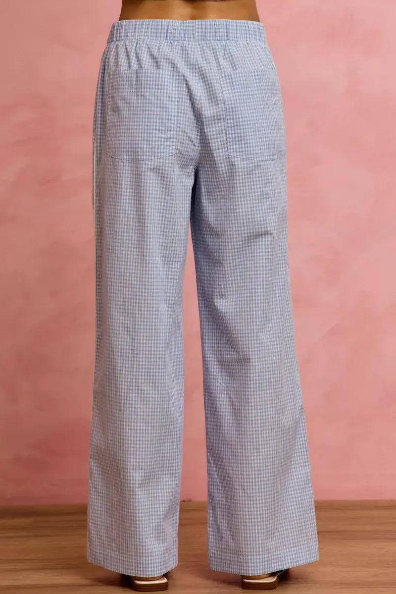 SO ME Wide Check  Pants With Side Lace Trim And Piping  Style Ratio