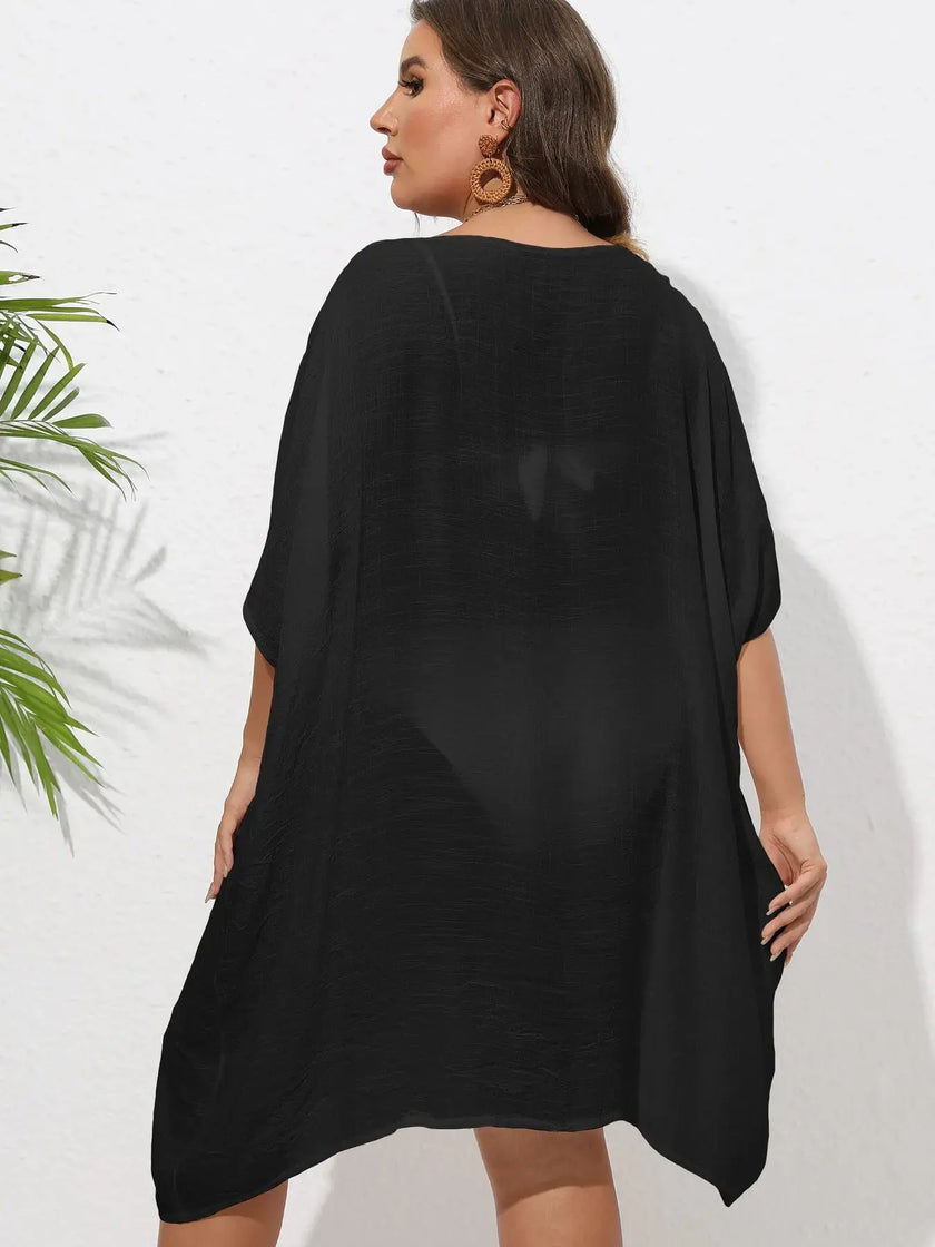 Crochet Trim V-Neck Beach Cover Up  Style Ratio