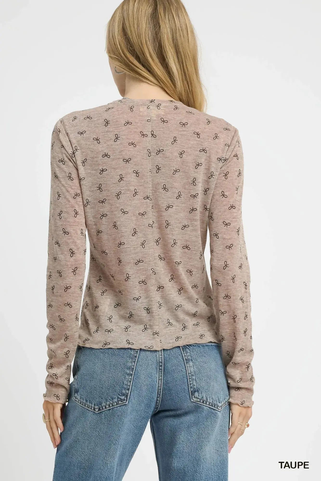 Umgee Bow Print Lightweight Knit Top  Style Ratio