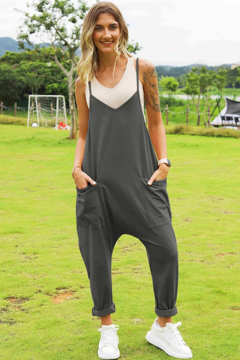 Double Take Full Size Sleeveless V-Neck Pocketed Jumpsuit  Style Ratio