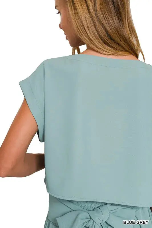 Zenana Heavy Woven Span Crop Tee & Skirt Set  Style Ratio