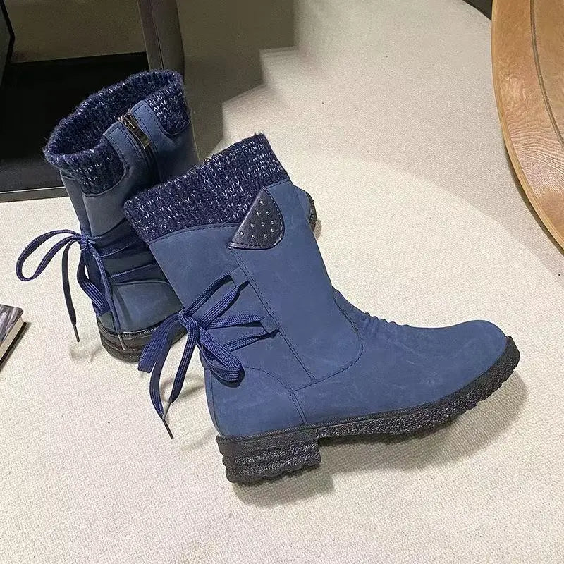 Flat Boots with Square Heel and Back Strap  Style Ratio