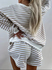 Striped V-Neck Top and Shorts Set  Style Ratio
