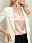 Satin V-Neck Cap Sleeve Blouse  Style Ratio