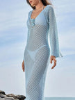 Crochet Knit Long Sleeve Maxi Cover-Up Dress  Style Ratio