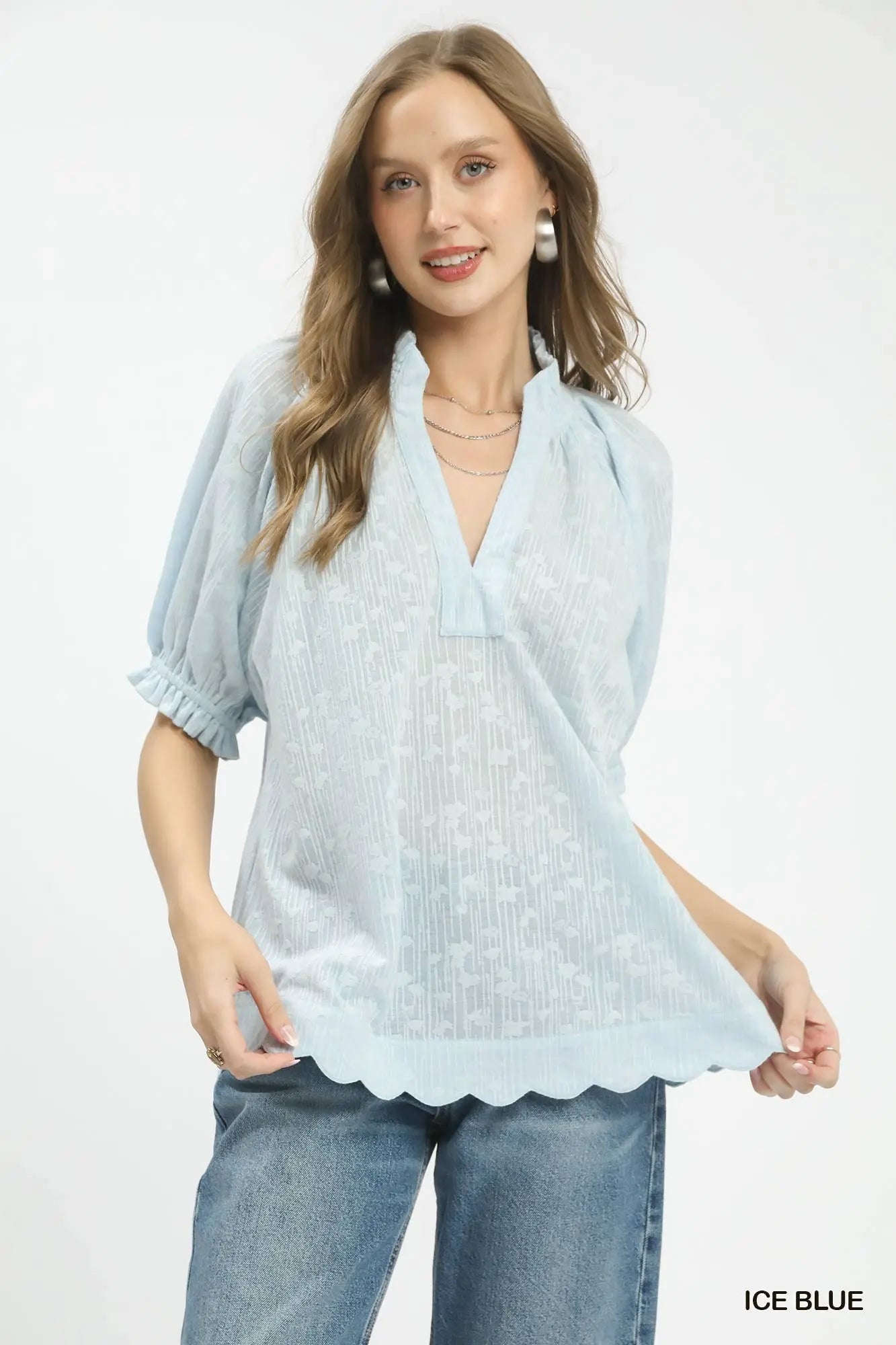 Umgee Textured Pintuck Blouse  Style Ratio