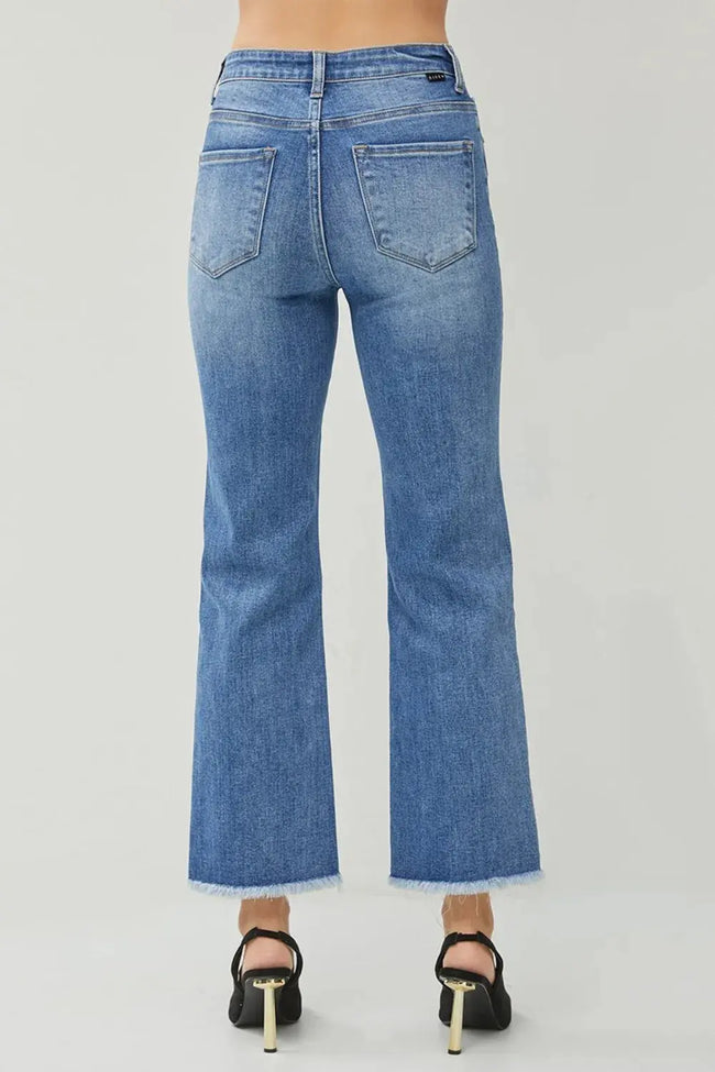 RISEN High Waist Raw Hem Slit Straight Jeans  Style Ratio