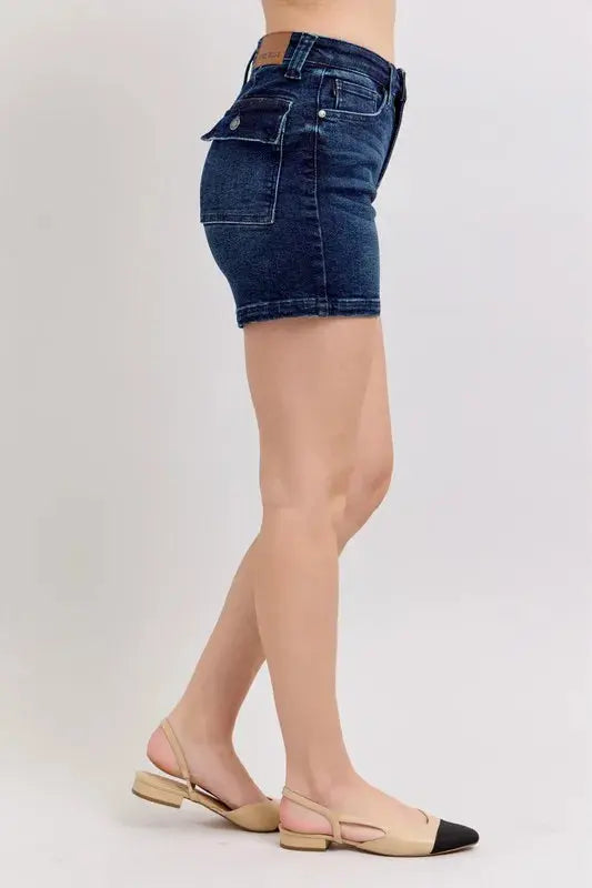 Judy Blue High Waist Back Flap Pocket Denim Shorts  Style Ratio