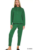 Zenana Scuba Half Zip Pullover and Jogger Set  Style Ratio