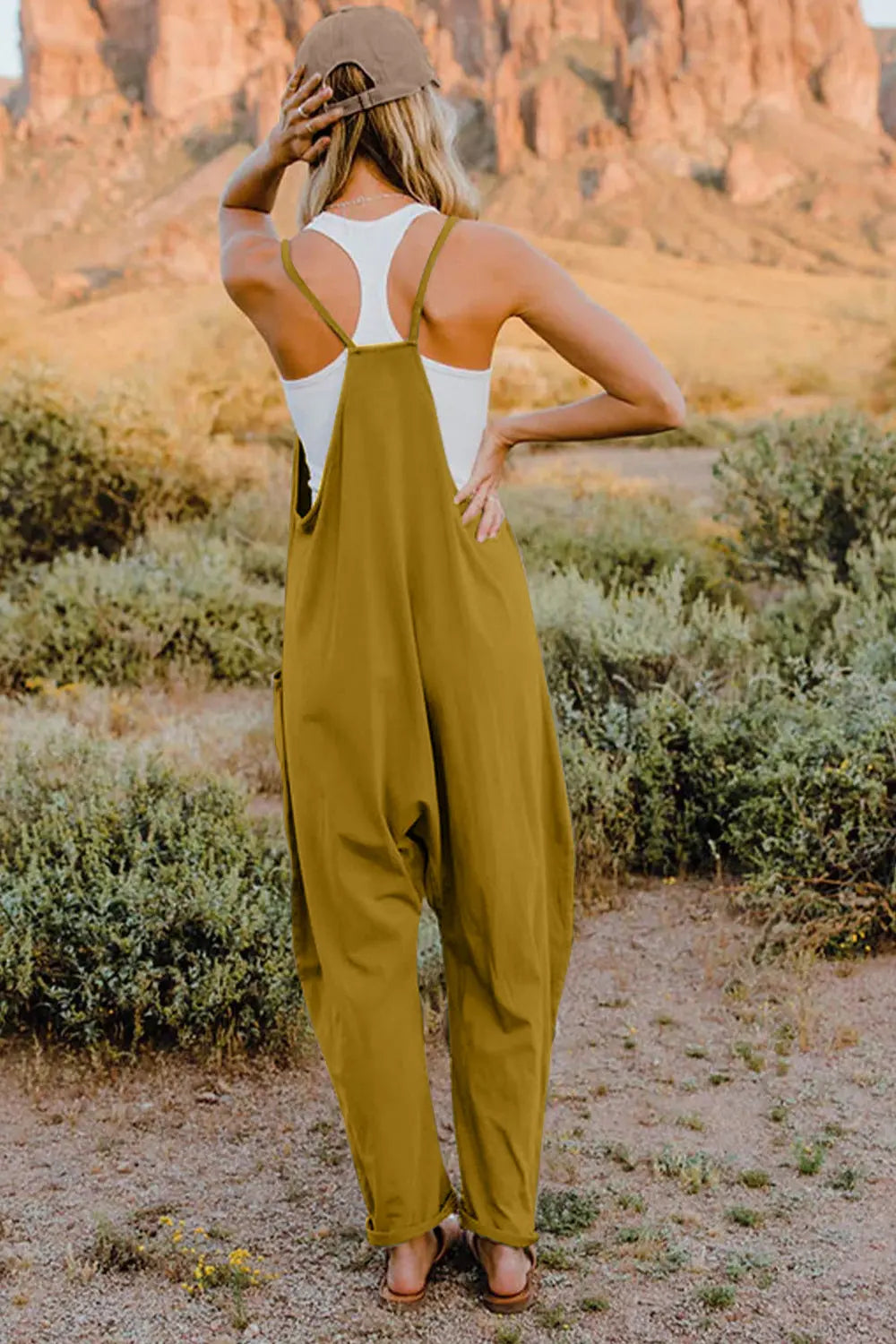 Double Take V Neck Sleeveless Jumpsuit with Pockets  Style Ratio
