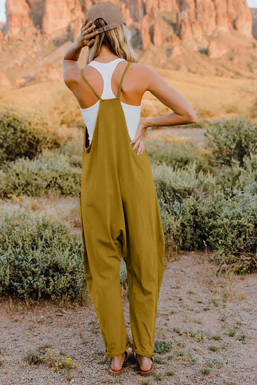Double Take V Neck Sleeveless Jumpsuit with Pockets  Style Ratio