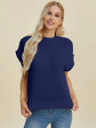 Double Take Full Size Mock Neck Short Sleeve Sweater  Style Ratio