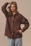 BiBi Quilted Wrinkle Gauze Long Sleeve Shacket  Style Ratio