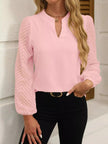 Notched Balloon Sleeve Blouse  Style Ratio